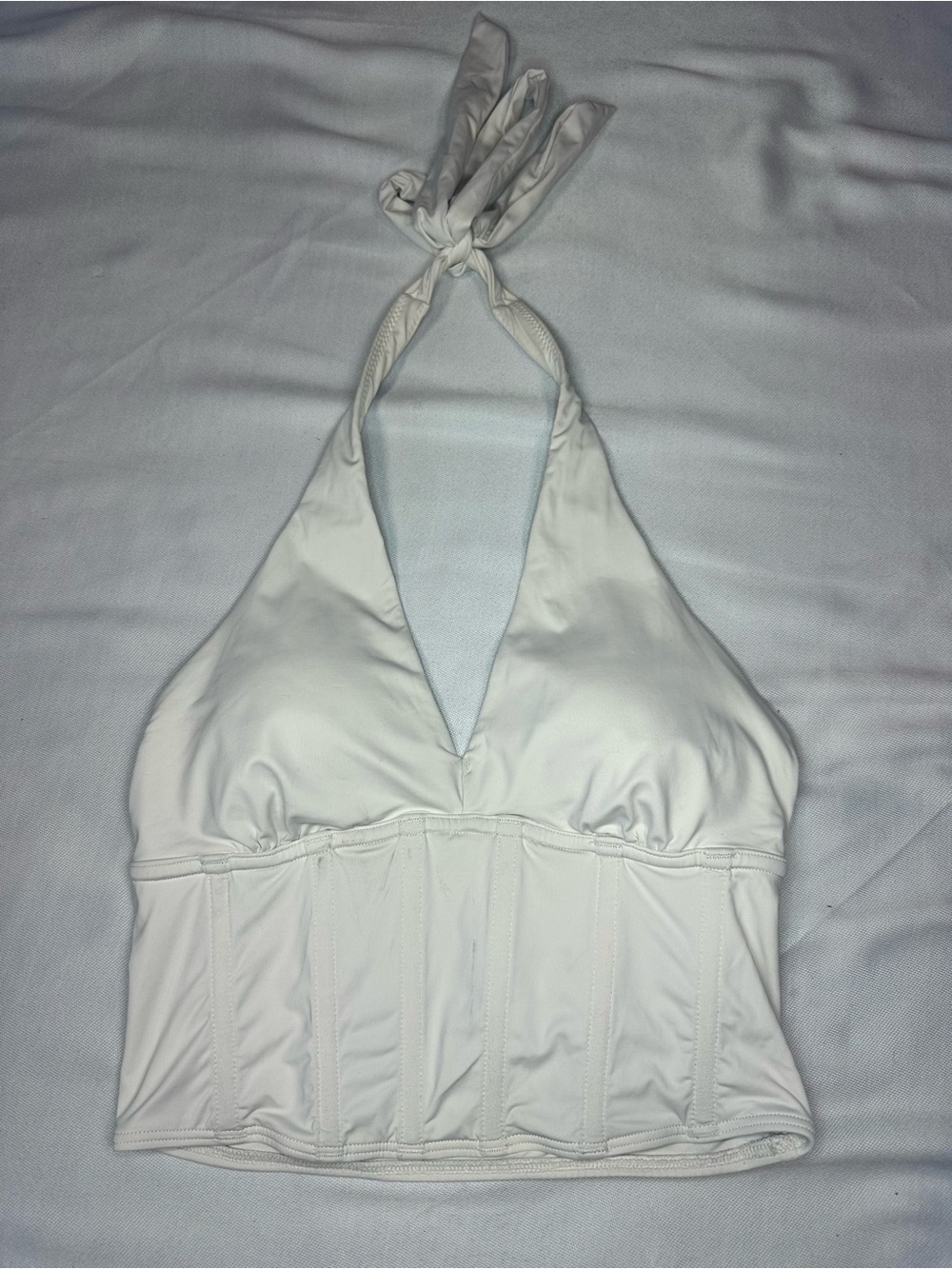 White Halter Corset Swim Top - Women’s